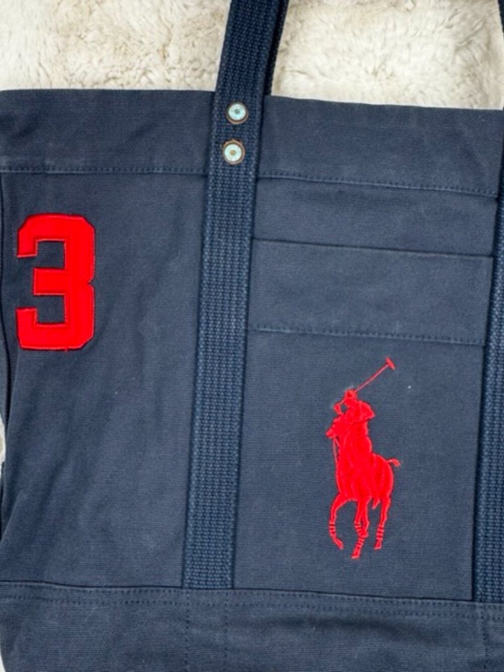 Polo Ralph Lauren Tote Limited Edition Zip Canvas Navy Blue Big Pony #3 Boat Bag - Picture 3 of 11